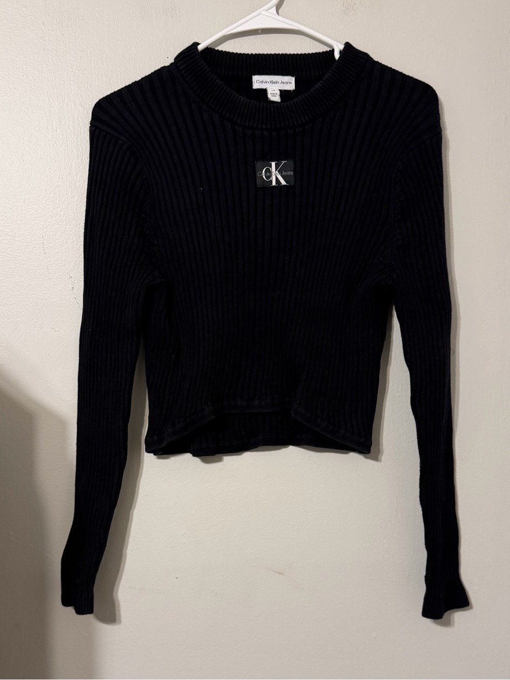 Calvin Klein Jeans Black Ribbed Crewneck Sweater
